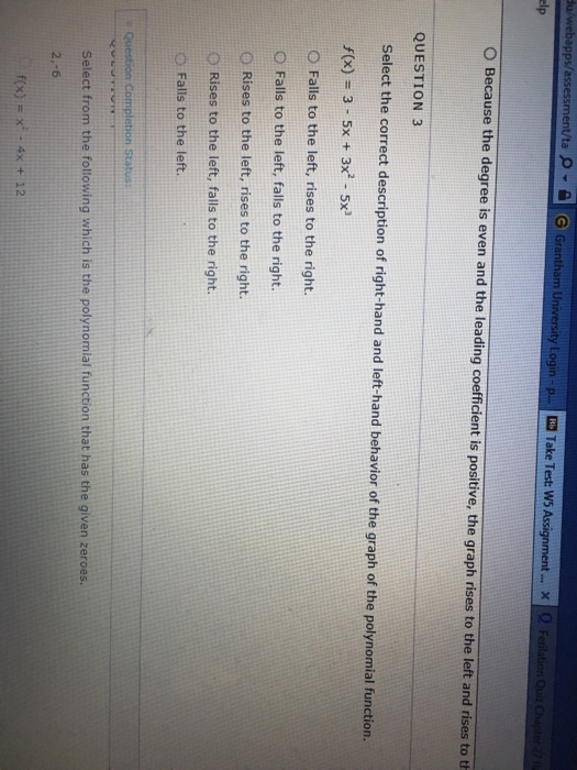 Solved Assessment ta G Grantham University Login P IWTake Chegg