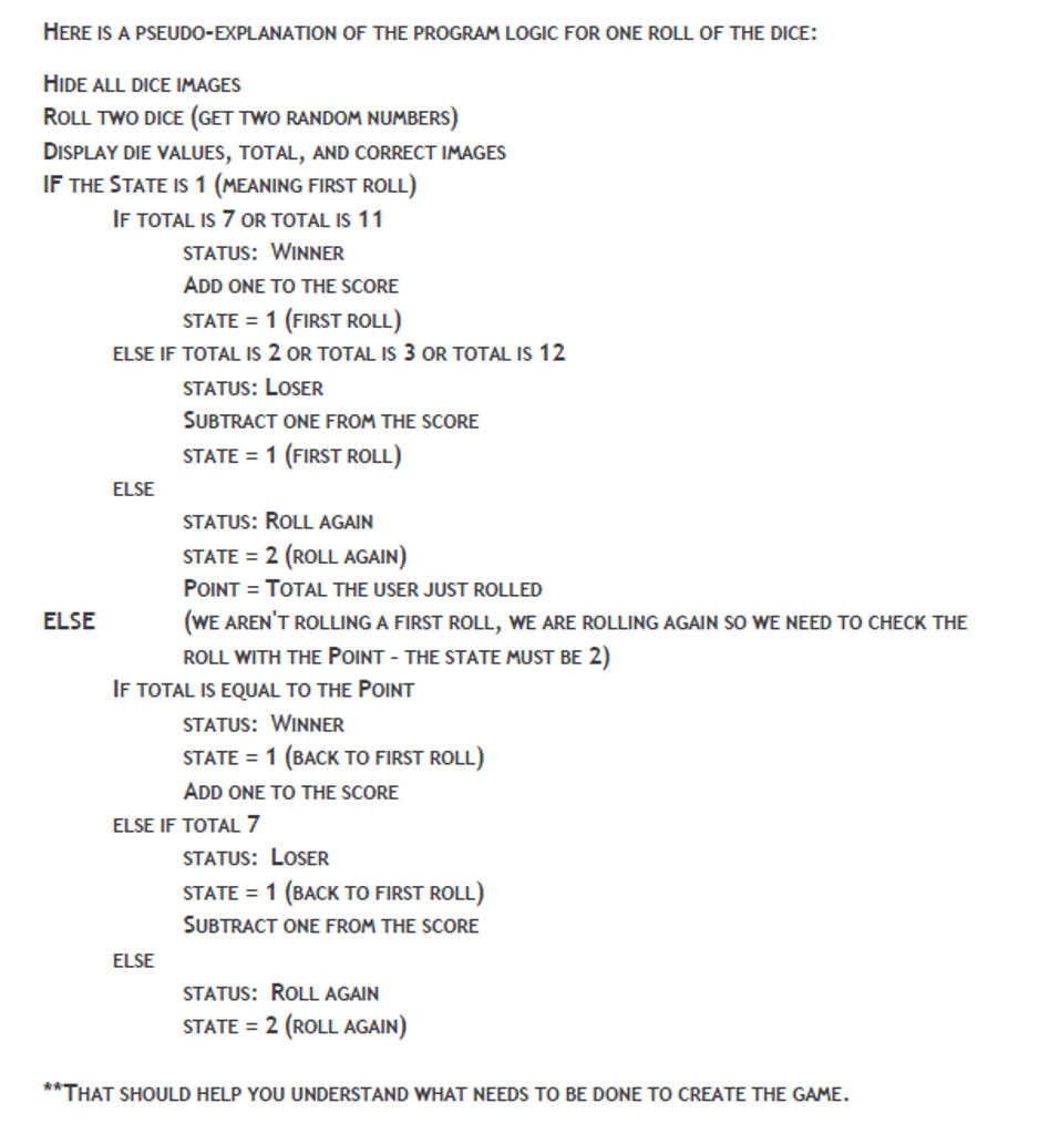 Solved The rules for the Craps game are below. The Rules
