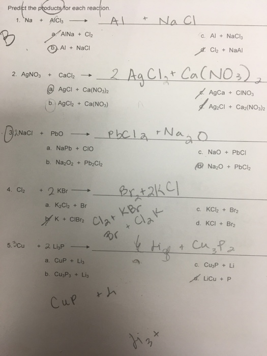 Solved Predict the ptoductsfor each reaction 1. Na AfCls | Chegg.com