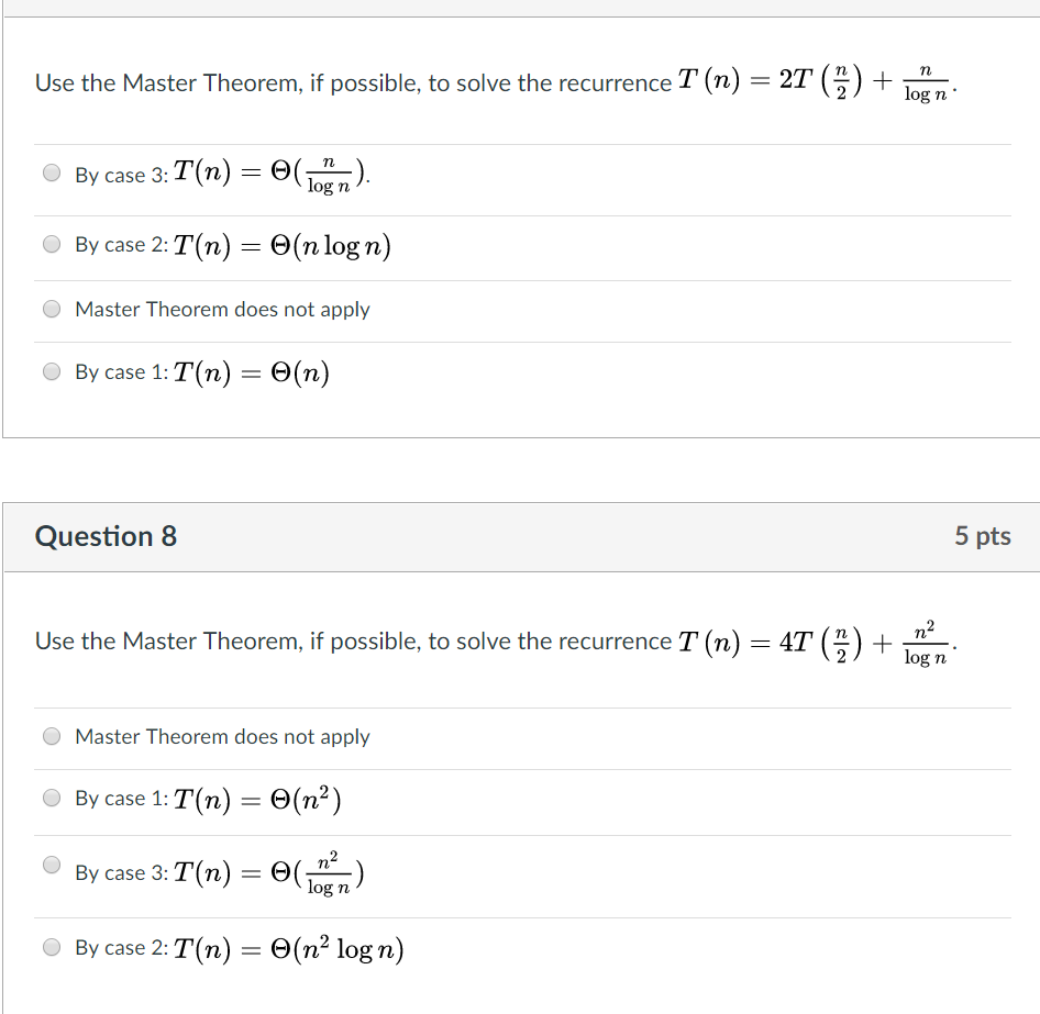 Solved Use The Master Theorem, If Possible, To Solve The | Chegg.com