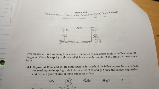 Solved Problem 3 rry to Say it's a Sinister Spring Scale | Chegg.com