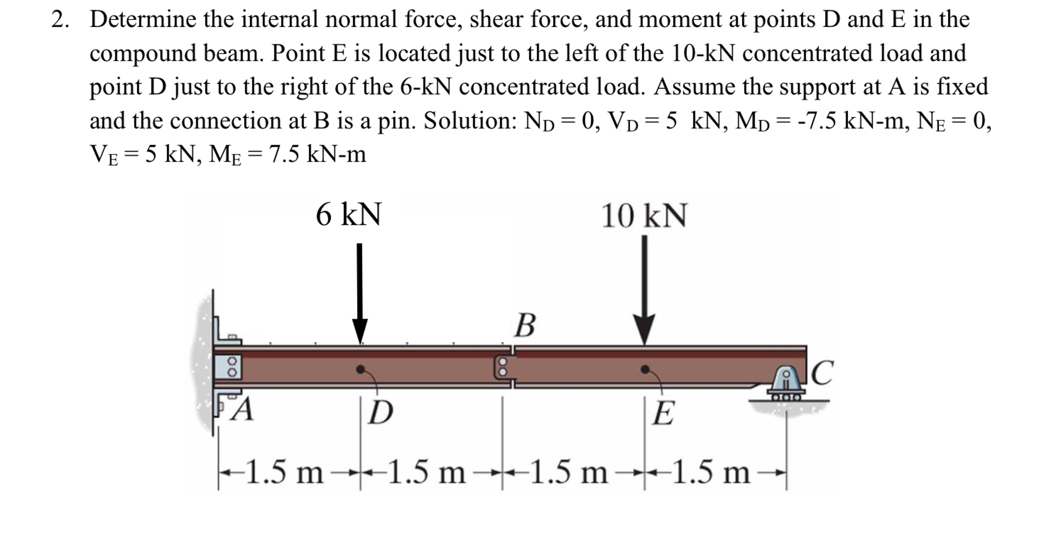 Solved Determine The Internal Normal Force, Shear Force, And | Chegg.com