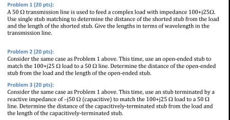 Solved A 50 ohm transmission line is used to feed a complex | Chegg.com