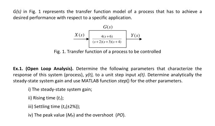 Solved G(s) In Fig. 1 Represents The Transfer Function Model | Chegg.com