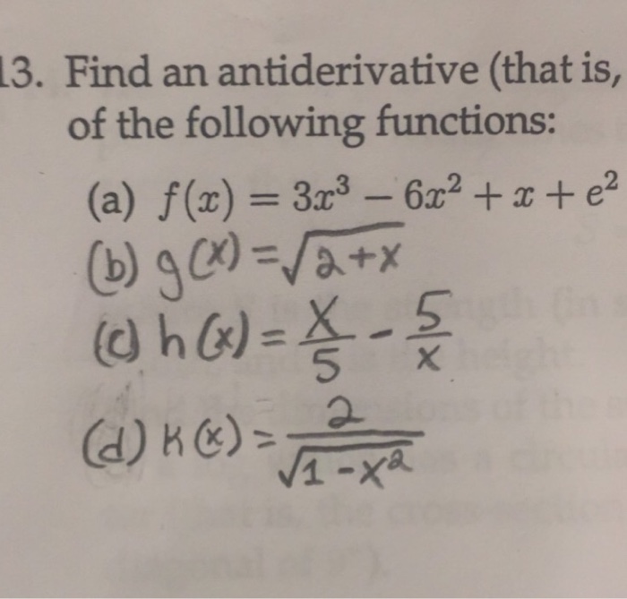 Solved Find An Antiderivative (that Is, Of The Following | Chegg.com