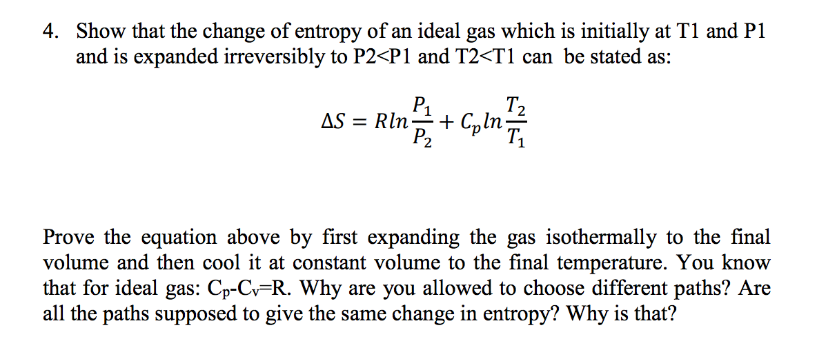 entropy of ideal gas