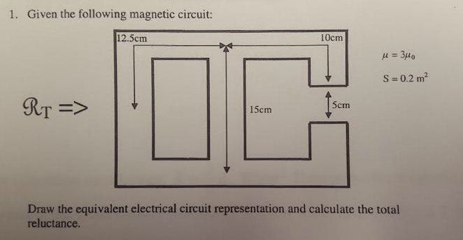 Solved Given The Following Magnetic Circuit: Draw The | Chegg.com