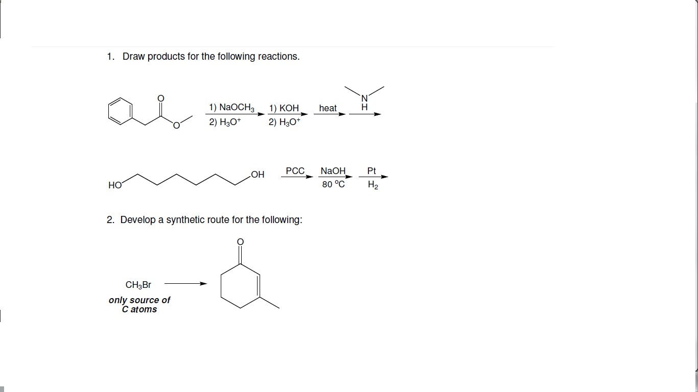 Solved Draw products for the following reactions. Develop a | Chegg.com