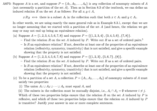 Solved Suppose A is a set, and suppose P = {A_1, A_2, ..., | Chegg.com