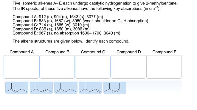 Solved Five Isomeric Alkenes A E Each Undergo Catalytic H Chegg Com