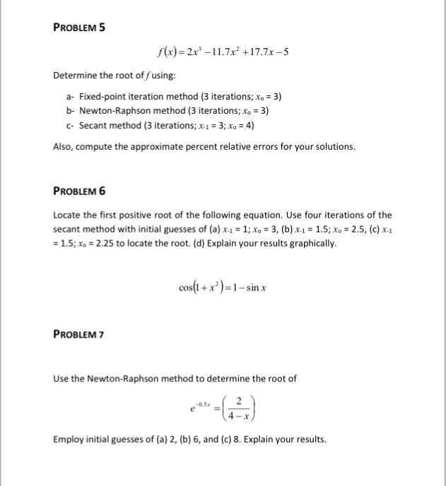 Solved How To Solve These Problems Using Numerical Methods. | Chegg.com