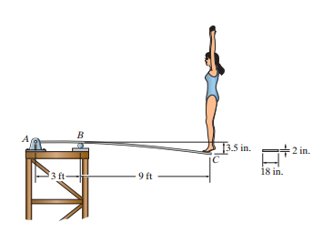 Solved When the diver stands at end C of the diving board, | Chegg.com