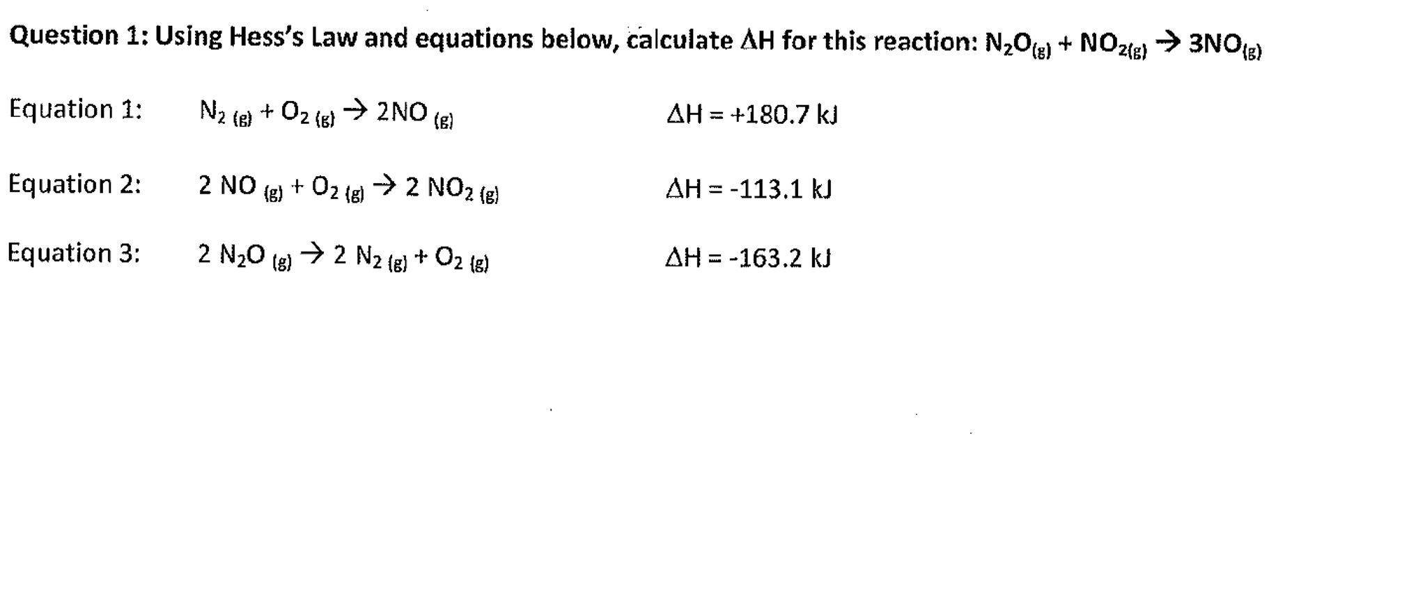 Solved Using Hess s Law And Equations Below Calculate Delta Chegg