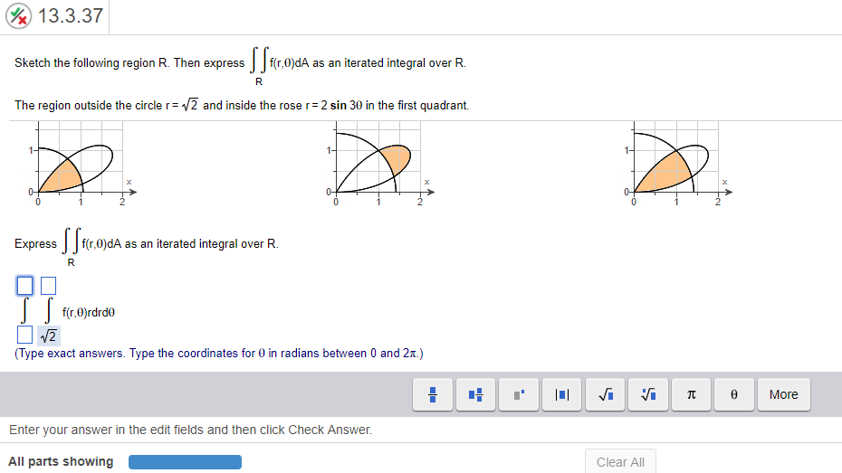 Solved 13.3.37 Sketch the following region R. Then express J | Chegg.com