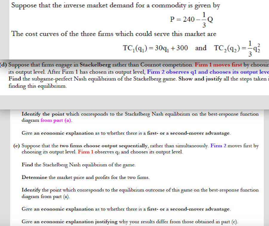 Solved Suppose that the inverse market demand for a