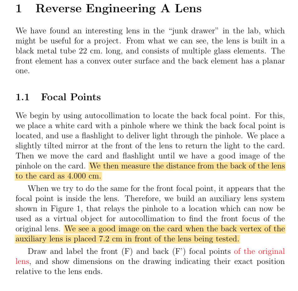 Reverse Engineering A Lens We have found an | Chegg.com