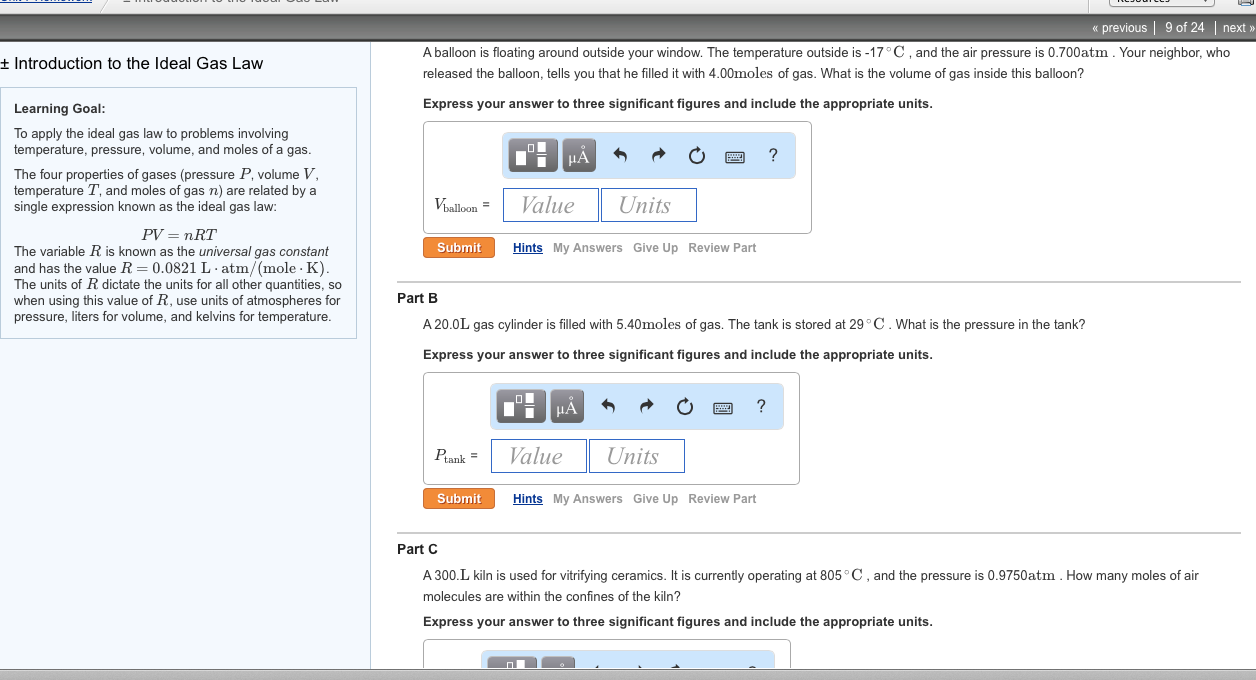 ideal gas law problem solving with answers