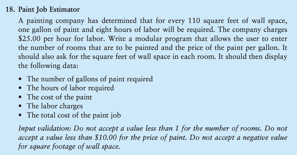 Solved 18. Paint Job Estimator A painting company has
