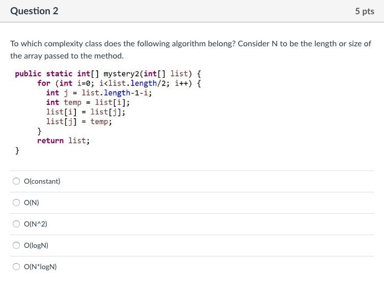 Solved Question 1 5 pts To which complexity class does the | Chegg.com