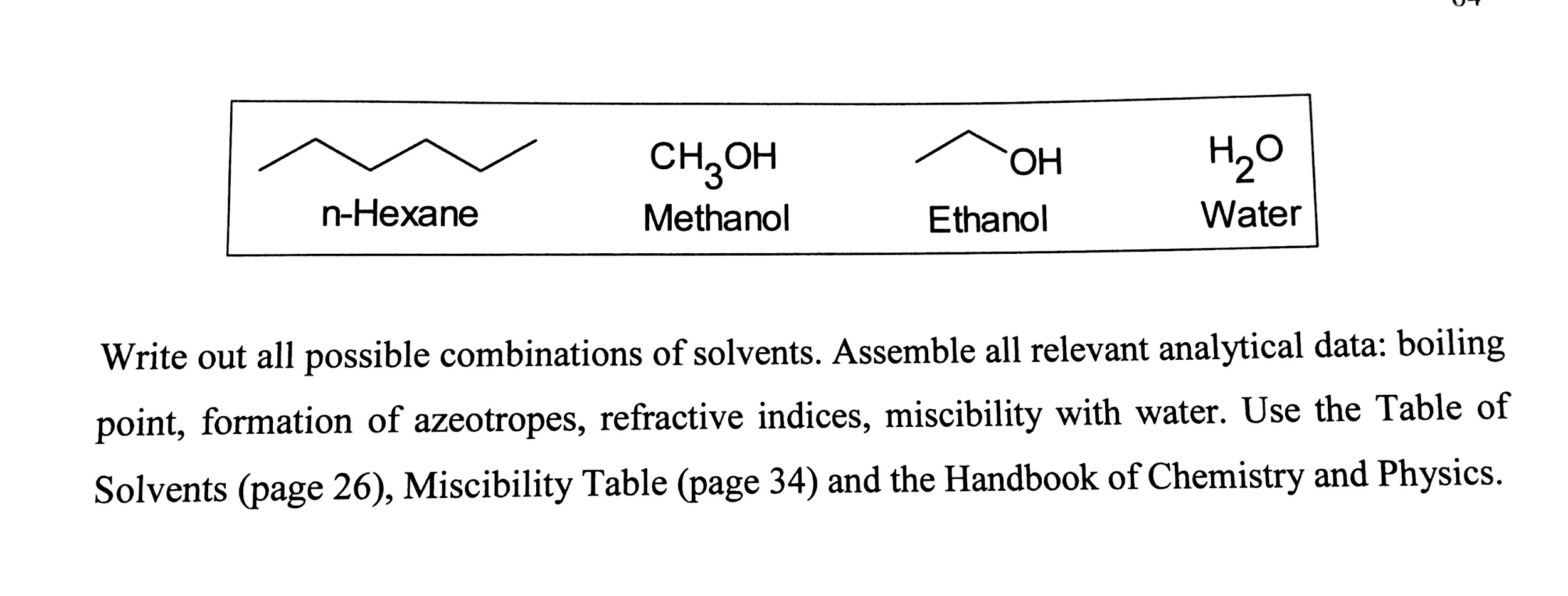 Solved Write Out All Possible Combinations Of Solvents. | Chegg.com