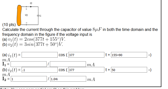 Solved Calculate the current through the capacitor of value | Chegg.com