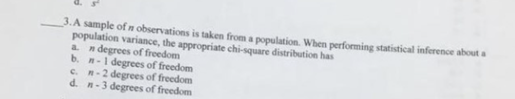 Solved A sample of n observations is taken from a | Chegg.com