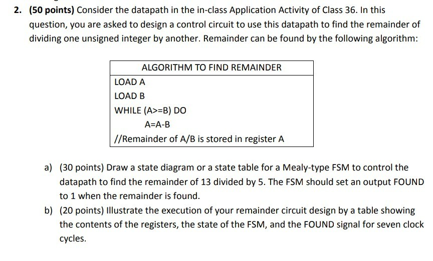 Solved 50 Points Consider The Datapath In The In class Chegg