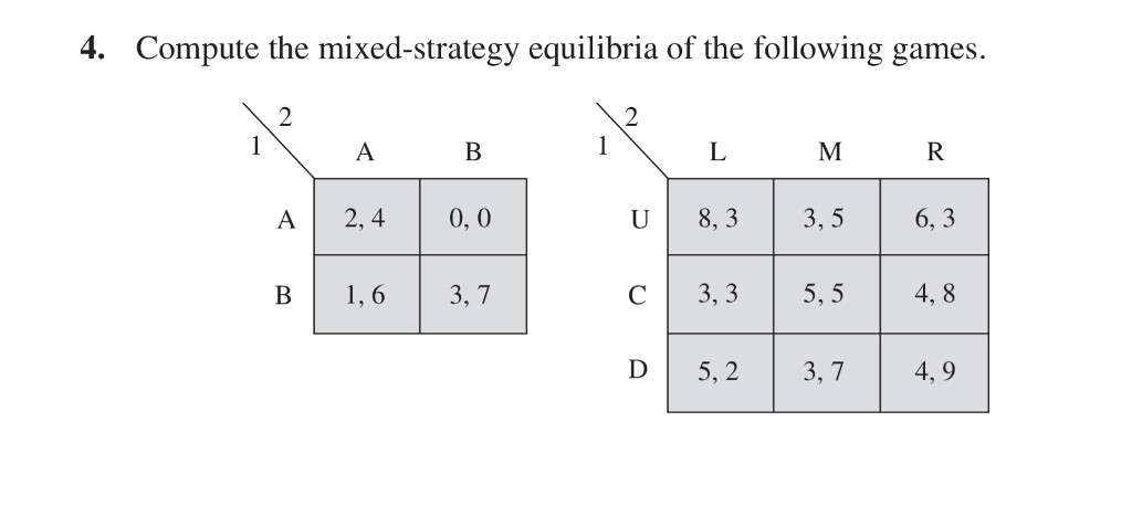 Solved 4. Compute the mixed-strategy equilibria of the | Chegg.com