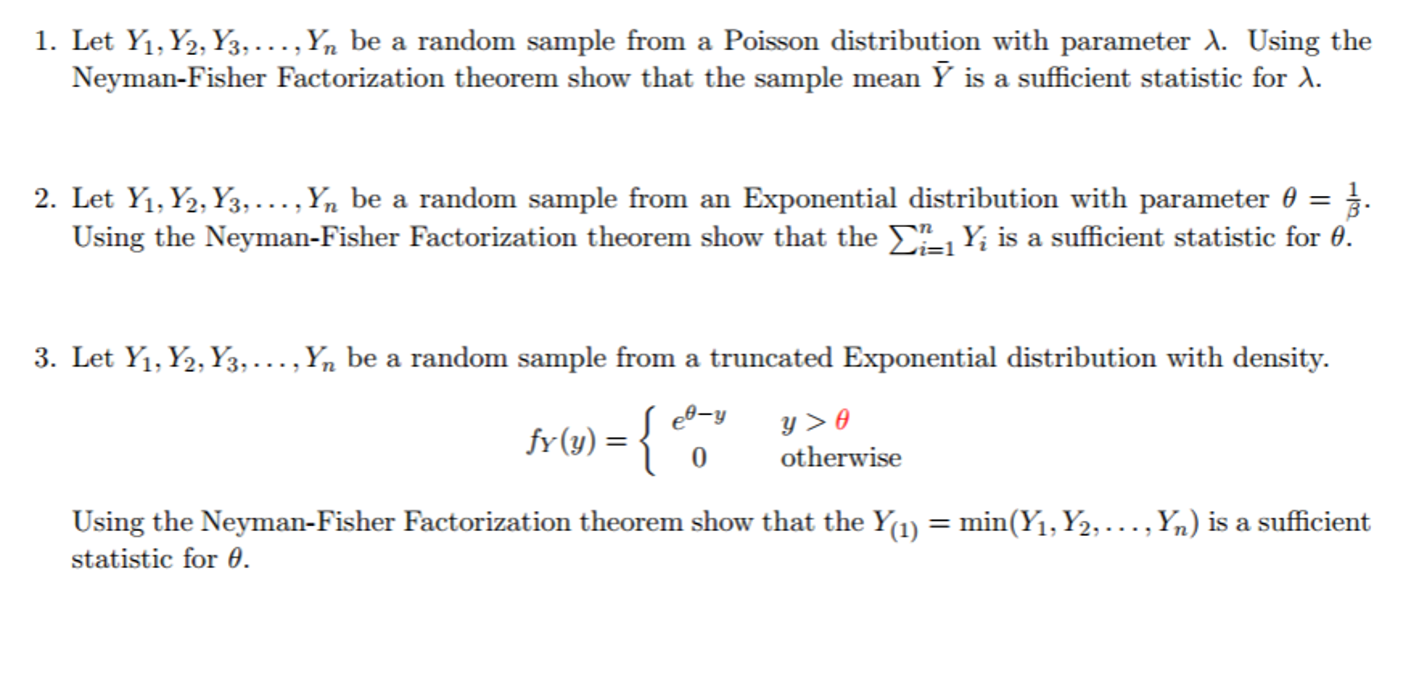 Solved Let Y 1 Y 2 Y 3 Y n Be A Random Sample From A Chegg