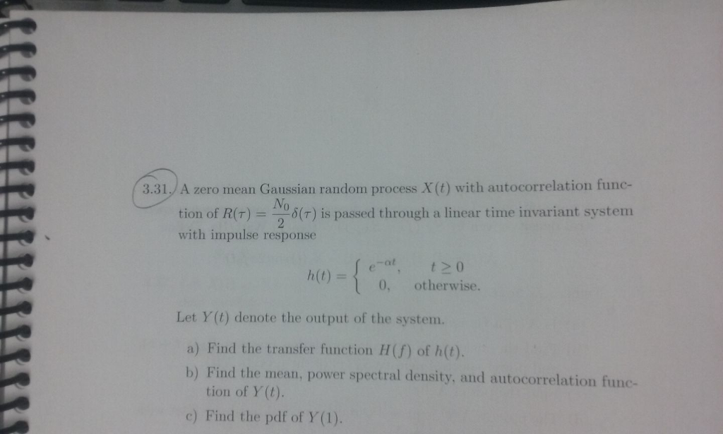 Solved A zero mean Gaussian random process X(t) with | Chegg.com