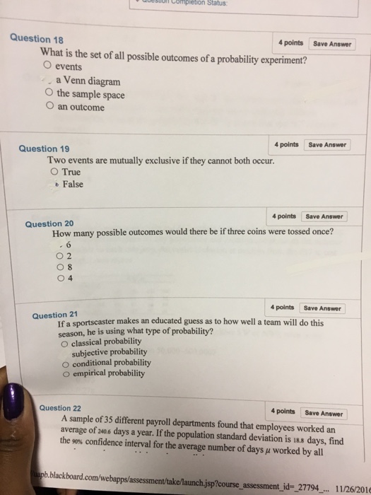 Solved What Is The Set Of All Possible Outcomes Of A | Chegg.com