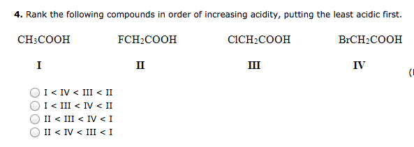 Solved Rank The Following Compounds In Order Of Increasing