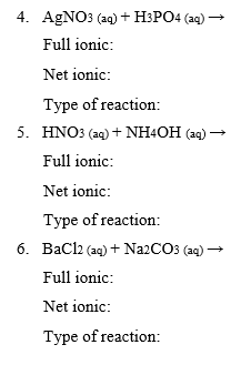 Solved 4. AgNO3 (aq) + H3PO4 (aq) ? Full ionic Net ionic | Chegg.com