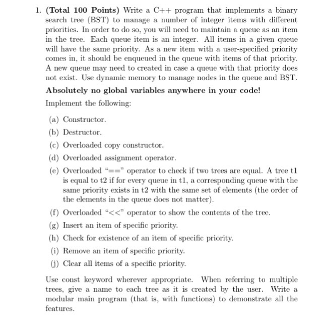 Solved Compute this in C++ using class BST, class Queues, | Chegg.com
