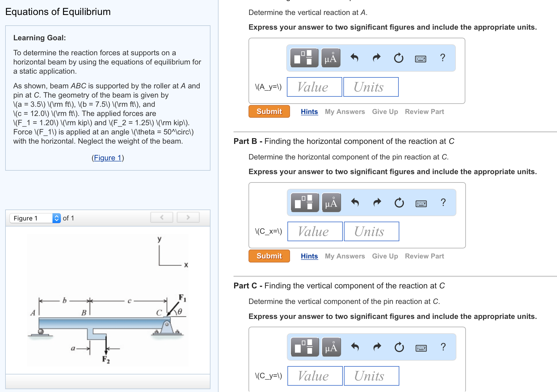 Solved To Determine The Reaction Forces At Supports On A | Chegg.com