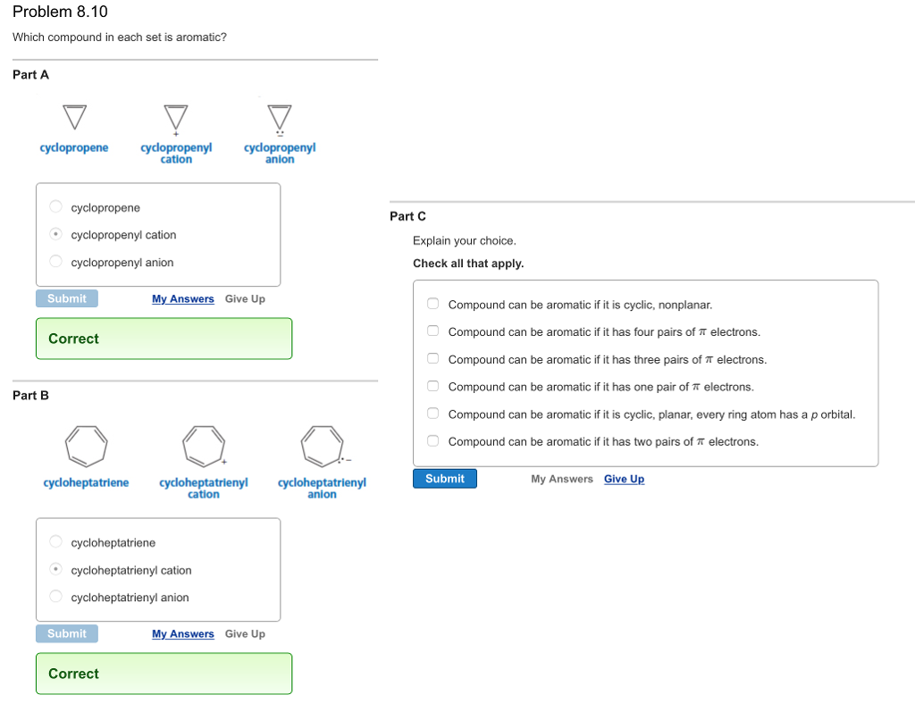 Solved Which compound in each set is aromatic? cyclopropene | Chegg.com