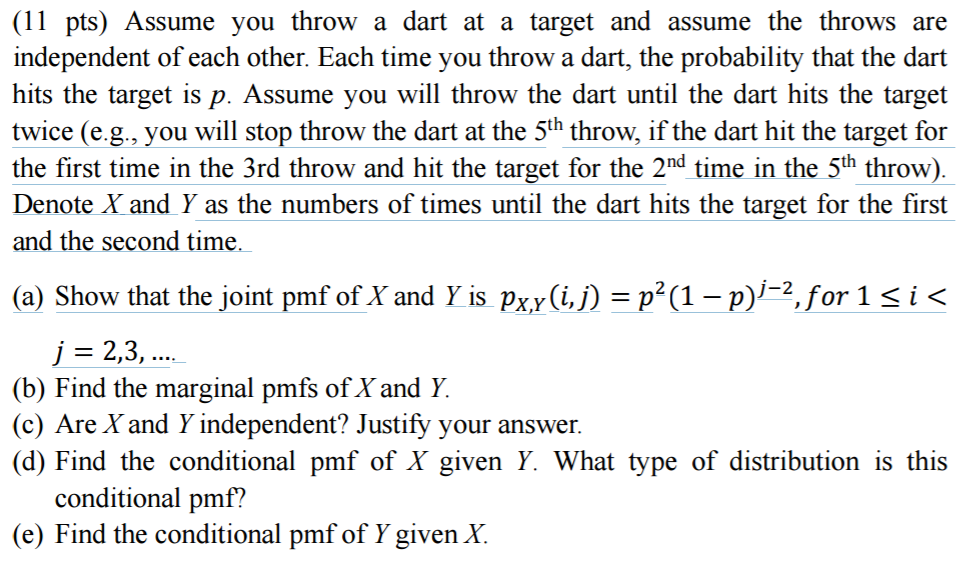 Solved Assume you throw a dart at a target and assume the | Chegg.com