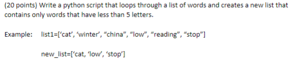 Solved (20 points) Write a python script that loops through | Chegg.com