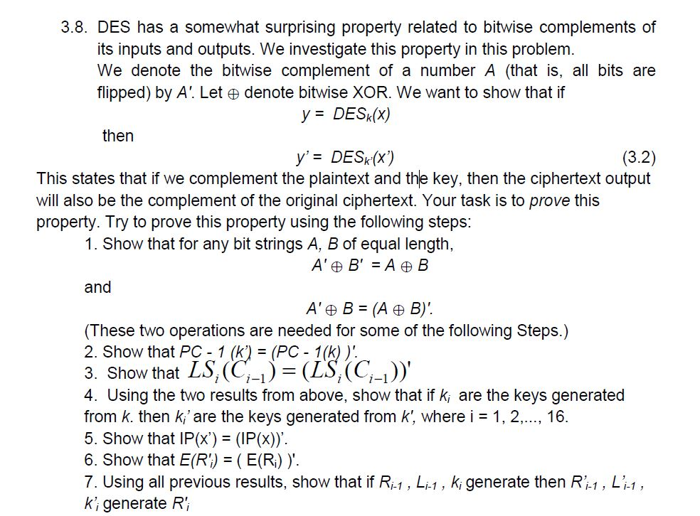 Des Example Question Solved DES has a somewhat surprising property related to | Chegg.com