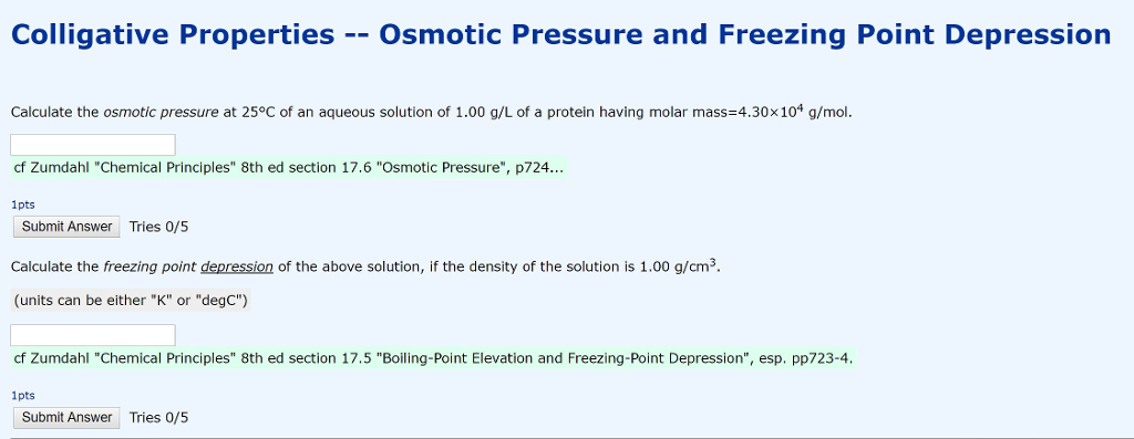 Solved Colligative Properties Osmotic Pressure And 9543