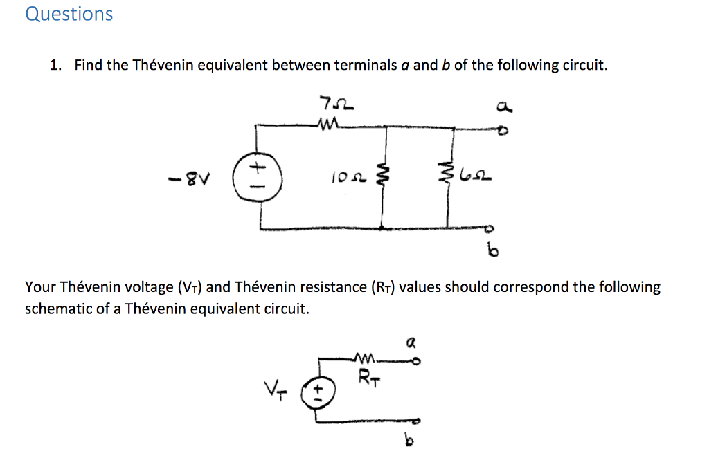 Solved Find The Thevenin Equivalent Between Terminals A And | Chegg.com