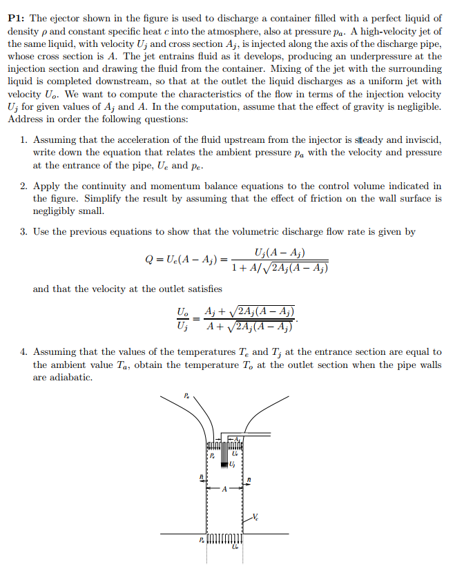 Solved The ejector shown in the figure is used to discharge | Chegg.com