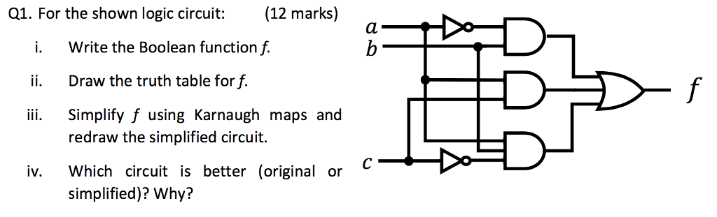 Solved Q1. For the shown logic circui: (12 marks) i Write | Chegg.com