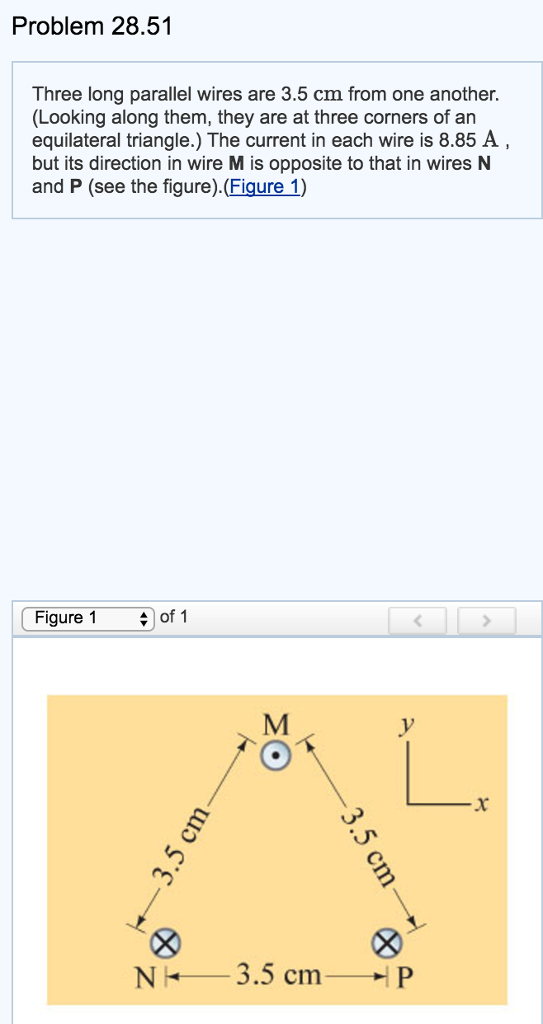 Solved Three long parallel wires are 3.5 cm from one