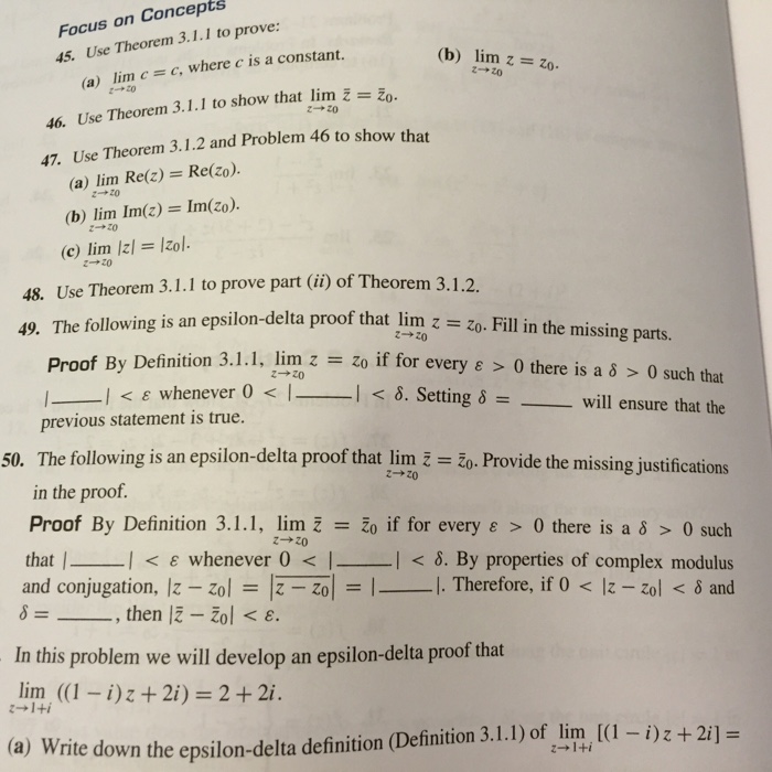 Solved Use Theorem 3.1.1 To Prove: Lim X Rightarro Z 0 C = 