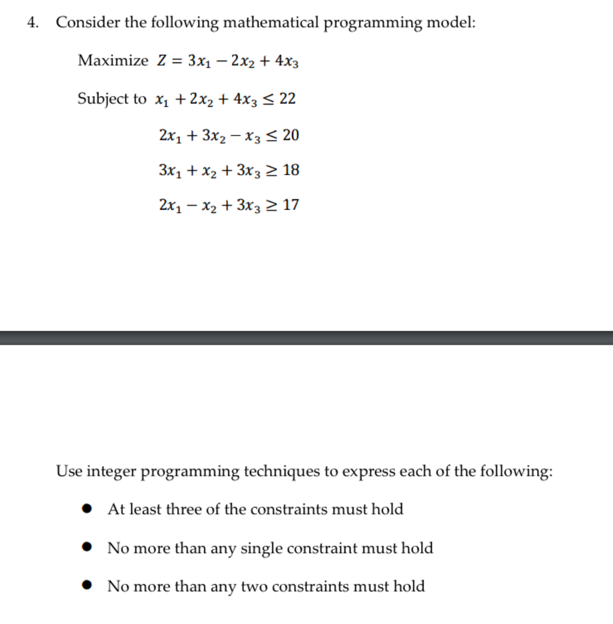 mathematical programming assignment problem