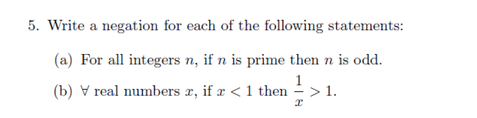 Solved Write a negation for each of the following | Chegg.com