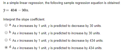 simple linear regression equation for sample