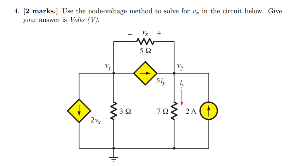 Solved 4. [2 marks.] Use the node-voltage method to solve | Chegg.com