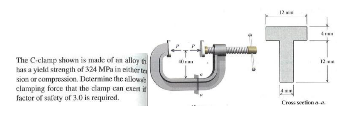 Solved The C clamp shown is made of an alloy the has a Chegg